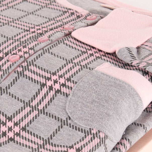 Pigiama donna caldo cotone con polsini Cippi 2160 grigio rosa