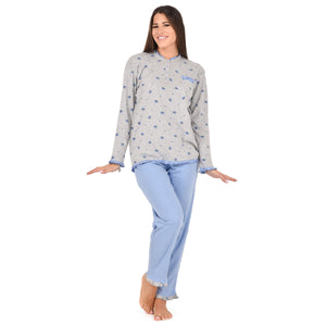 Pigiama donna Cippi 2224 invernale caldo cotone iris grigio