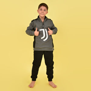 Pigiama stile tuta bambino Juventus FC B2JU15134 grigio antracite nero in caldo pile
