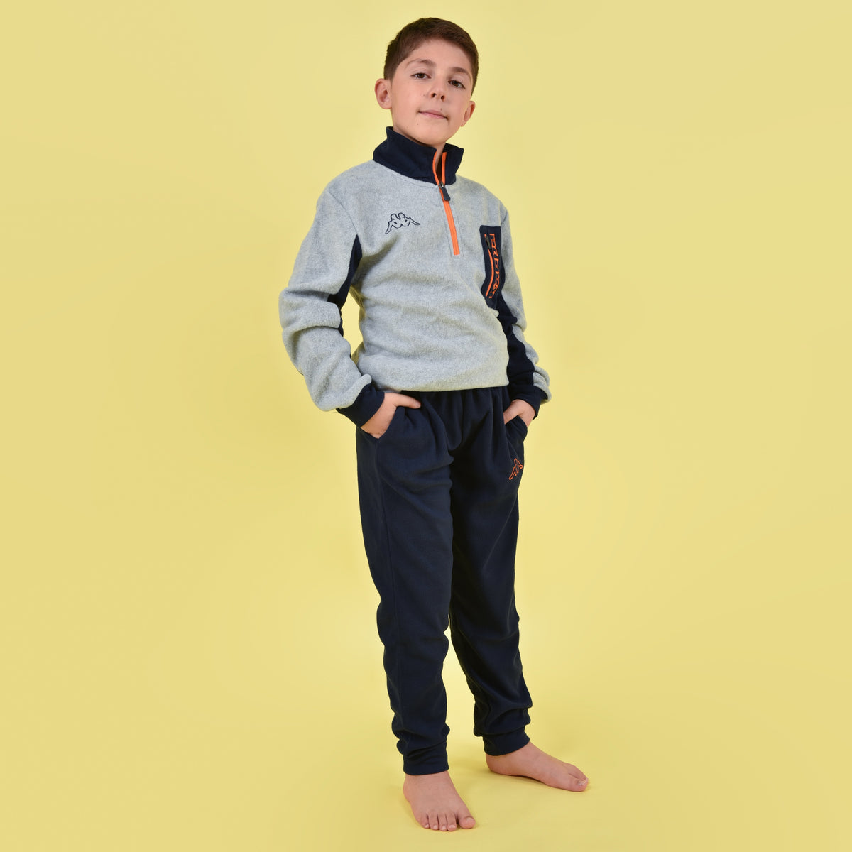 Pigiama tuta in pile micro polar mezza zip e taschino bambino Kappa 22133-Y navy