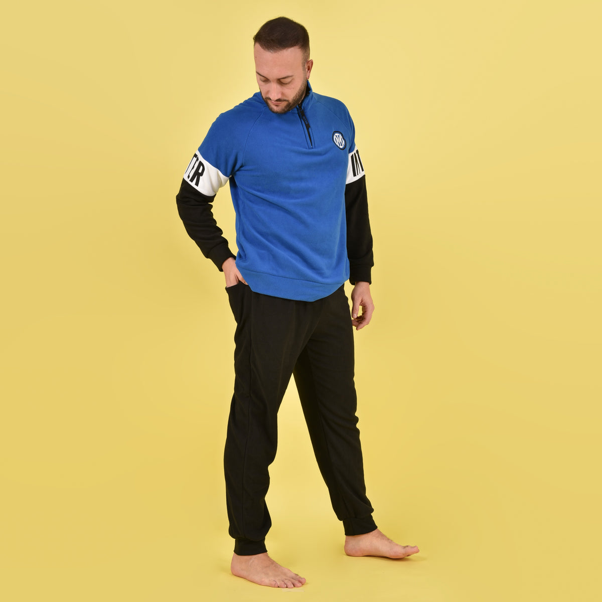 Pigiama pile uomo inter sportivo mezza zip 14134 royal