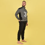 Pigiama pile sportivo uomo Juventus mezza zip 1055 grigio
