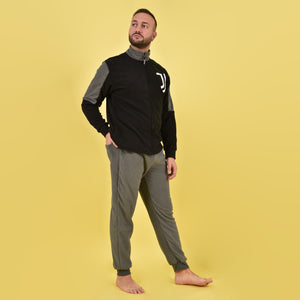 Pigiama stile tuta uomo Juventus FC 1055 caldo pile nero antracite aperto