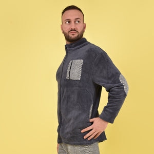 Giacca da camera uomo vestaglia zip caldissima Karel grigio avio SE3486
