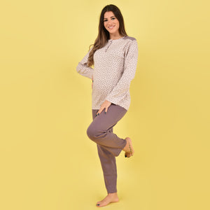 Pigiama donna caldo cotone malva Karelpiù SE3403
