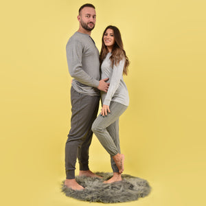 Pigiama donna Jadea 5163 lungo caldo cotone grigio