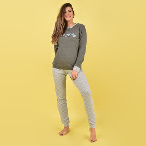 Pigiama caldo cotone interlock donna Cotonella DDD76 grigio