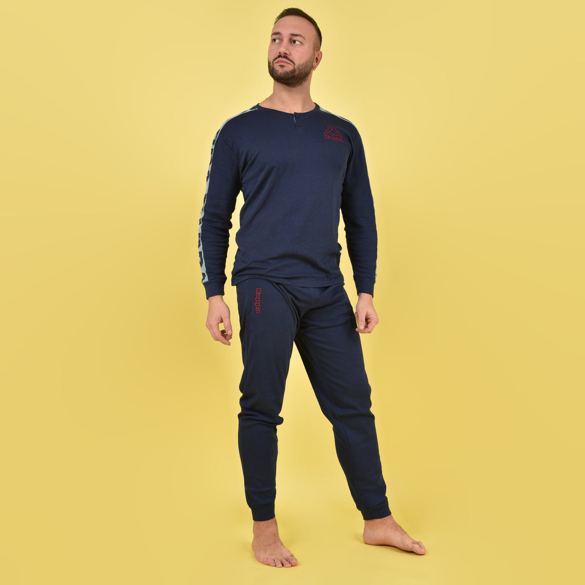 Pigiama uomo invernale Kappa KMW22100 caldo cotone blu