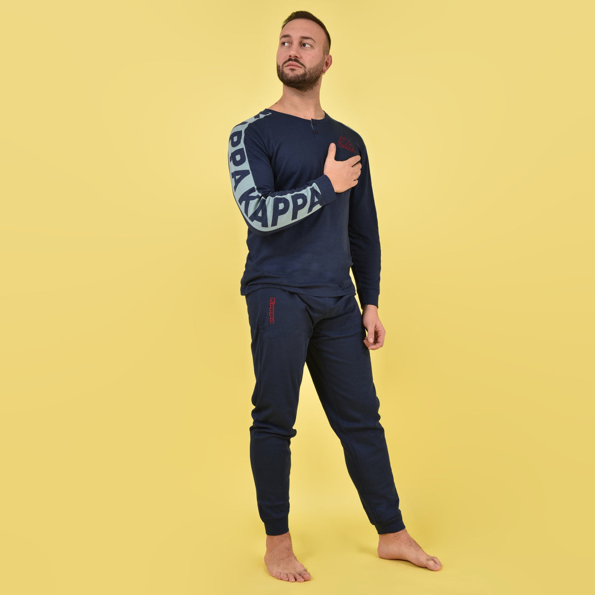 Pigiama uomo invernale Kappa KMW22100 caldo cotone blu