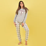 Pigiama donna Cotonella invernale DDD64 caldo cotone grigio melange