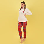 Pigiama donna invernale coral fantasia tartan rosso e panna Karelpiù SE3466