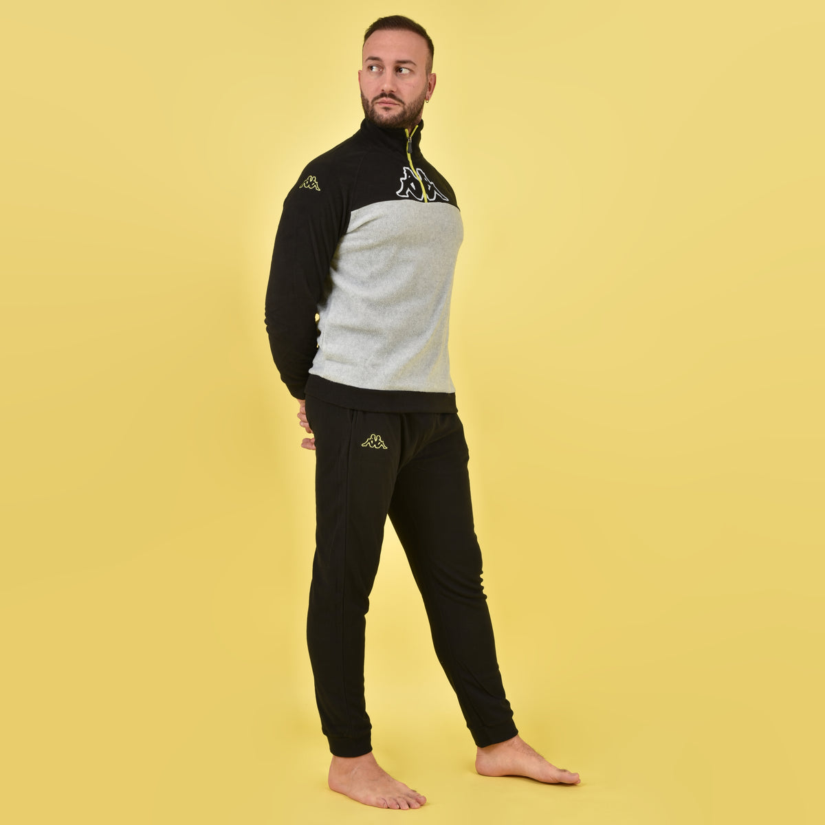Pigiama tuta in pile micro polar mezza zip Kappa 22131 caviar