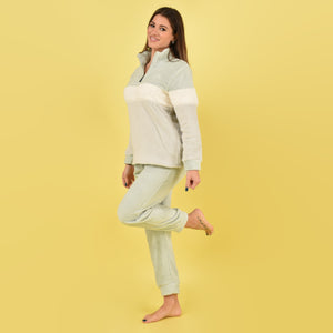 Pigiama donna invernale coral collo alto salvia e bianco Kappa KWW22247