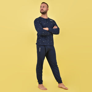 Pigiama uomo invernale Kappa KMW22119 caldo cotone blu