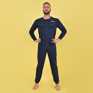Pigiama uomo invernale Kappa KMW22119 caldo cotone blu