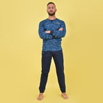 Pigiama Kappa caldo cotone uomo blu royal 22106 a serafino con polsini