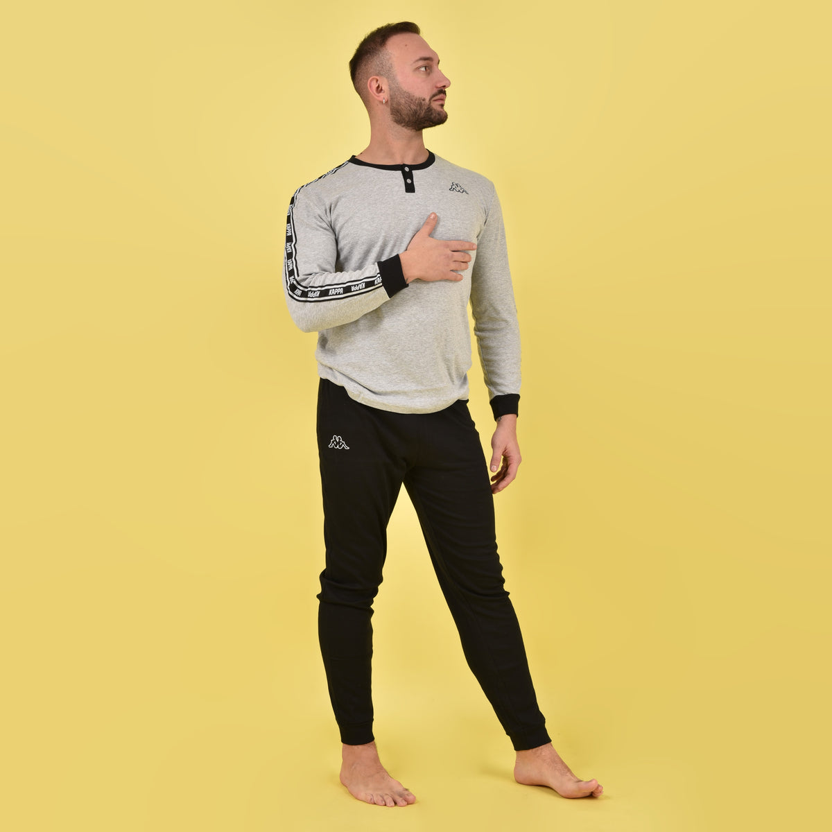 Pigiama Kappa grigio nero interlock caldo 22107 sportivo