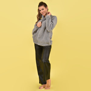 Giacca sherpa teddy caldissima con zip Biancaluna grigio
