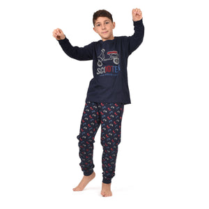 Pigiama bambino in caldo cotone moto con polsini Admas 60885