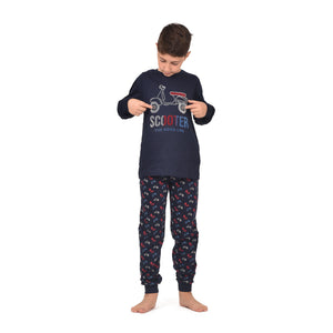 Pigiama bambino in caldo cotone moto con polsini Admas 60885