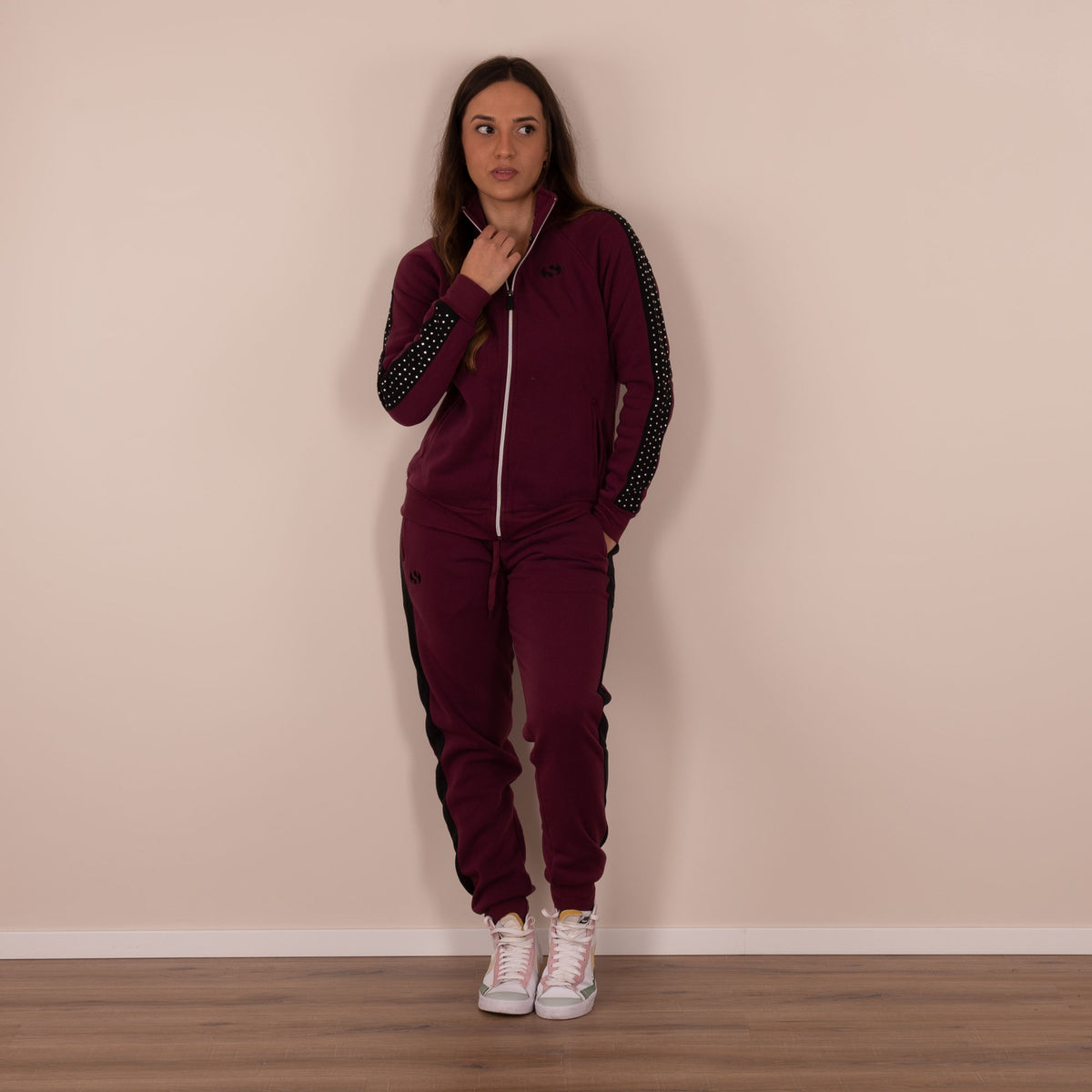Tuta donna invernale Superga 21652 aperta felpato prugna