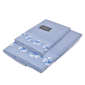 Set asciugamani viso + ospite Sommaruga BA9006 spugna dis 5 azzurro