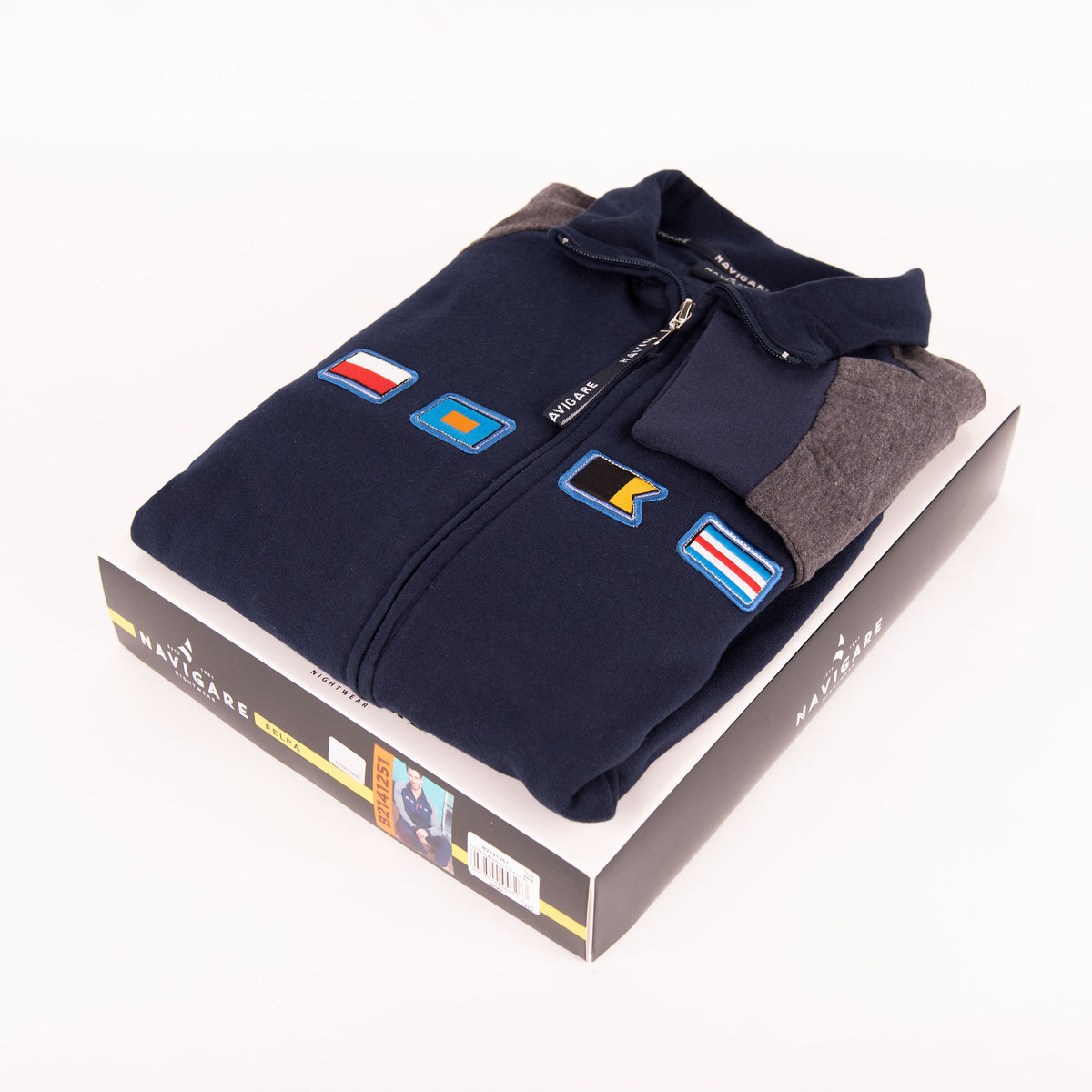 Pigiama uomo Navigare 2141251 aperto felpato navy