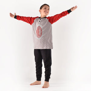 Pigiama bambino Milan serafino caldo cotone B2MI15115 grigio melange