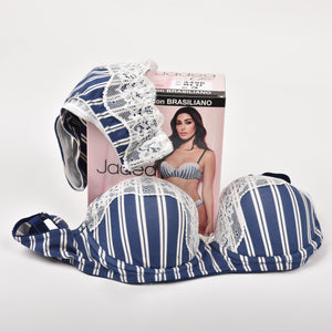 Coordinato Jadea 4496 balconcino + brasiliano cotone pizzo blu