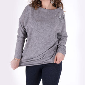 Maglia maxi donna Philippe Matignon Sens grigio