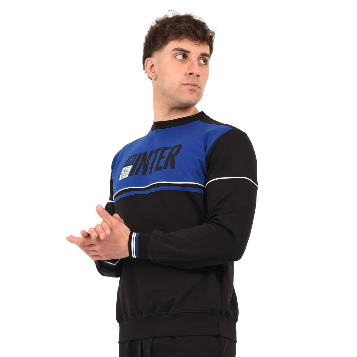 Felpa leggera Ufficiale Inter 100% cotone nero azzurra