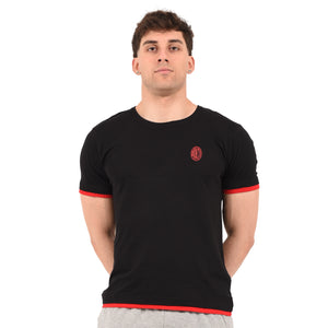 T-shirt maglia uomo girocollo 100% cotone ufficiale MILAN nera