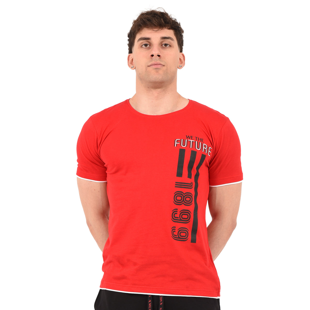 T-shirt maglia uomo girocollo 100% cotone ufficiale MILAN rossa