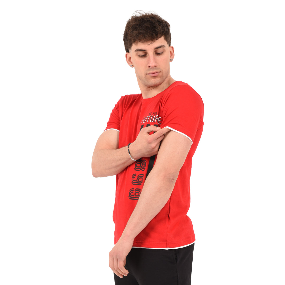 T-shirt maglia uomo girocollo 100% cotone ufficiale MILAN rossa