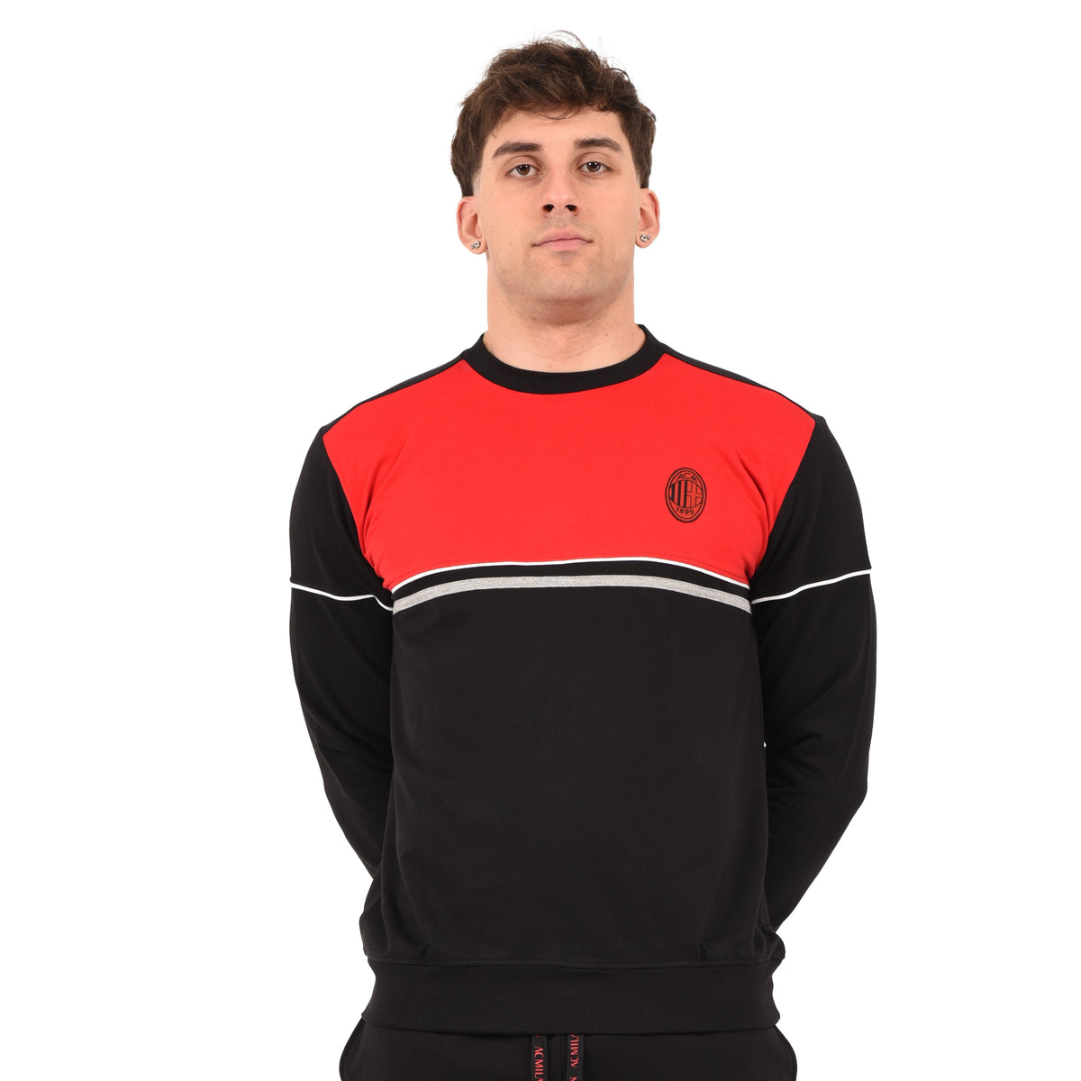 Felpa leggera Ufficiale AC MILAN 100% cotone rosso nera