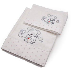 Asciugamani coppia viso + ospite bimbo cotone Vingi Polly