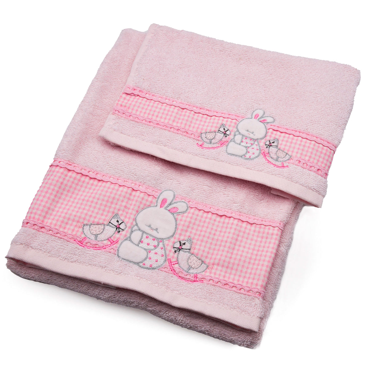 Vingi Set Asciugamani neonata bimba Flipper rosa coniglietto