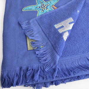 Telo mare Vingi spugna "Beach" indaco con frange 100% cotone