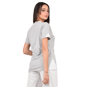 Pigiama donna estivo Cippi 4700 cotone grigio melange bianco