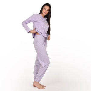 Pigiama donna cotone 100% Infiore 1225 fiori cuori lilla