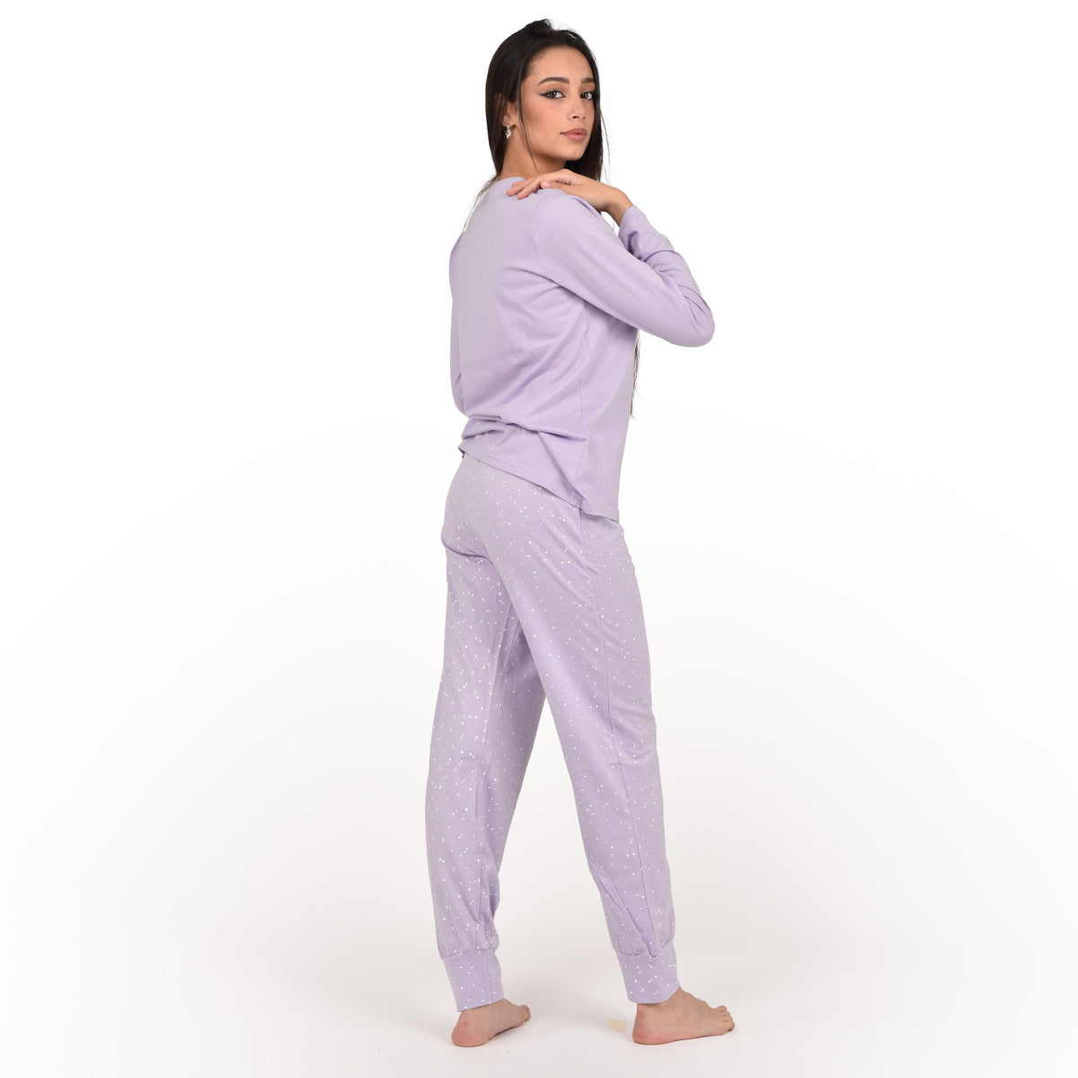 Pigiama donna cotone 100% Infiore 1225 fiori cuori lilla
