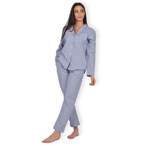 Pigiama donna Jadea 3143 aperto 100% cotone fantasia quadri jeans