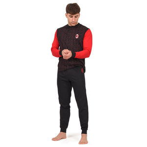 Pigiama uomo Milan in cotone leggero rosso nero PIGM 2010
