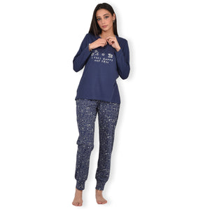 Pigiama donna Infiore 1241 cotone blu coniglietti