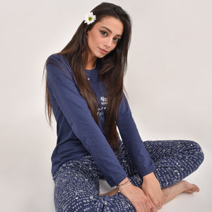 Pigiama donna Infiore 1241 cotone blu coniglietti