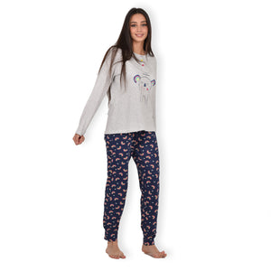Pigiama donna cotone Infiore 1221 arcobaleno grigio melange blu