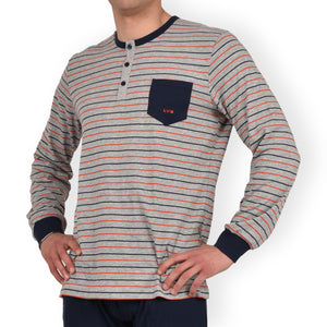 Pigiama uomo Lovable L0CPY cotone rigato grigio blu