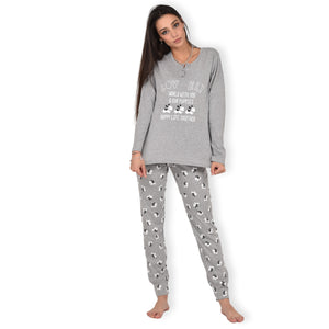 Pigiama donna cotone Infiore 1234 cagnolini grigio melange