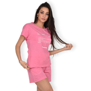 Pigiama donna Jadea 3148 100% cotone estivo rosa pink