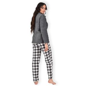 Pigiama donna invernale coral collo alto antracite infiore HML0813